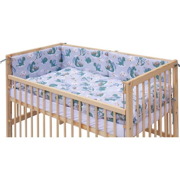 SCARLETT POSTÝLKA 120X60CM S KOMPLETNÍ VÝBAVOU DRÁČEK TYRKYSOVÁ - DŘEVĚNÉ POSTÝLKY - SPINKÁNÍ