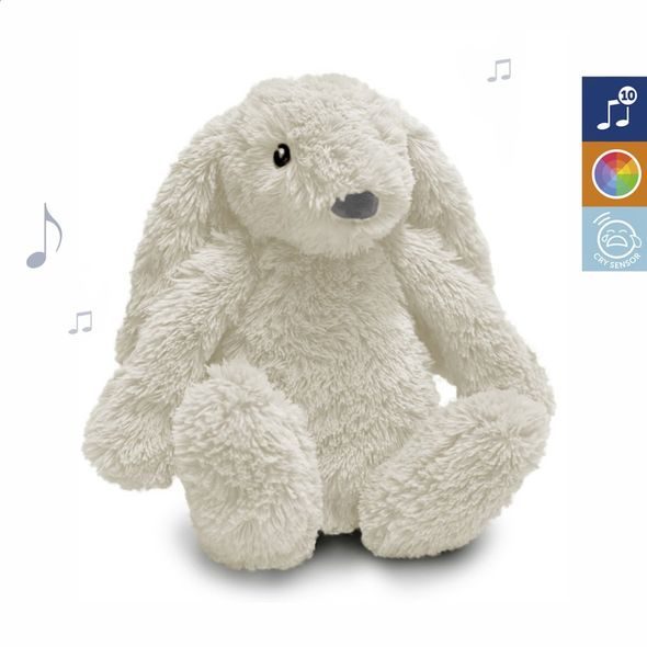 ZAZU KRÁLÍČEK RO BÍLÝ - ŠUMÍCÍ ZVÍŘÁTKO S NOČNÍM SVĚTLEM A USB NABÍJENÍM - USÍNÁČCI ŠUMÍCÍ / S TLUKOTEM - PRO DĚTI