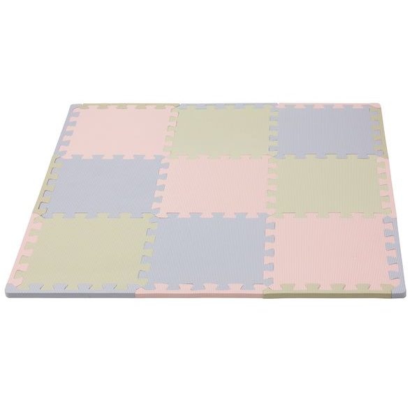 RIALTO BABY HRACÍ PODLOŽKA PUZZLE S OKRAJEM GREY BEIGE PINK 92X92 CM - HRACÍ PODLOŽKY NA ZEM - SPINKÁNÍ