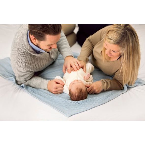 VINTER & BLOOM DEKA SOFT GRID ORGANIC TRUE BLUE - DĚTSKÉ DEKY PRO MIMINKA - SPINKÁNÍ