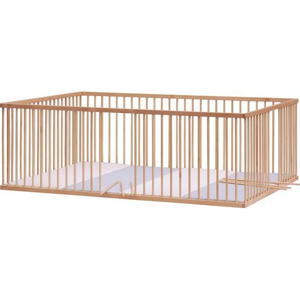 SCARLETT DĚTSKÁ DŘEVĚNÁ OHRÁDKA SCARLETT S LUXUSNÍ OMYVATELNOU ŽÍNĚNKOU D-ŠEDÁ, BUK 200 X 140 X 70CM - OHRÁDKY - KOUPÁNÍ A ZDRAVÍ