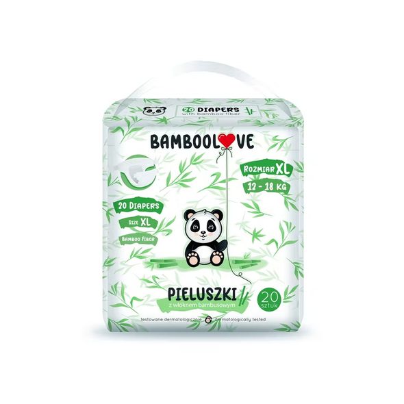 BAMBOOLOVE PLENY JEDNORÁZOVÉ BAMBUS VEL. XL 12-18 KG 20 KS - JEDNORÁZOVÉ PLENY - PŘEBALOVÁNÍ