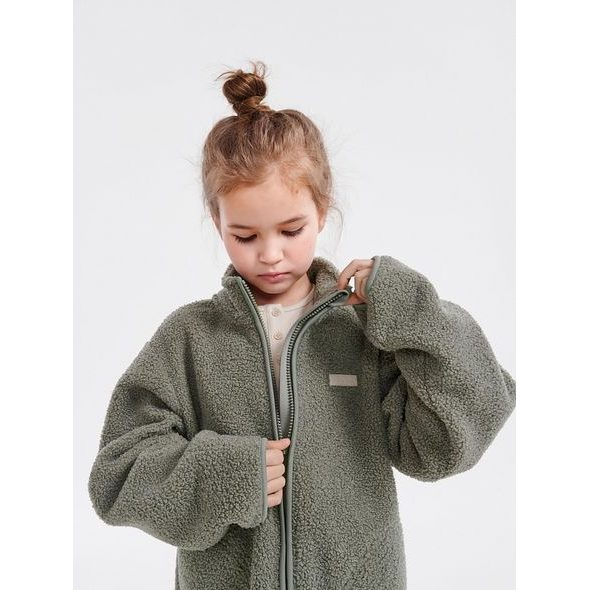LEOKID FLEECOVÁ BUNDA THEO VETIVER GREEN VEL. 128 - BUNDY - PRO DĚTI