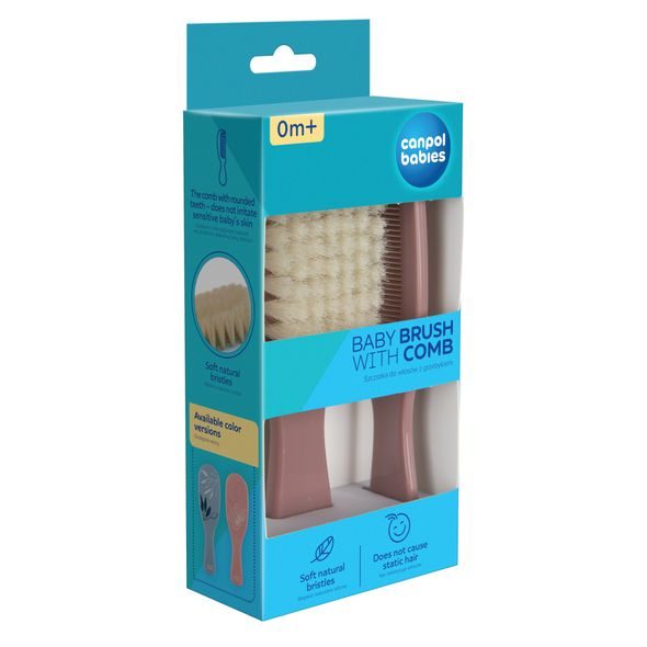 CANPOL BABIES HŘEBEN A KARTÁČ PŘÍRODNÍ MĚKKÝ GOLD RŮŽOVÝ - HŘEBÍNKY A KARTÁČKY - KOUPÁNÍ A ZDRAVÍ