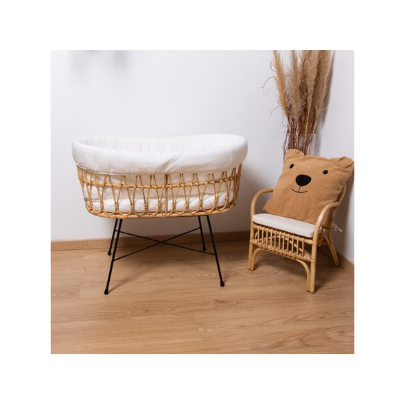 CHILDHOME KOŠÍK NA MIMINKO RATANOVÝ KOVOVÉ NOHY + MATRACE + POTAH JERSEY ECRU - KOŠÍKY A KOLÉBKY - SPINKÁNÍ