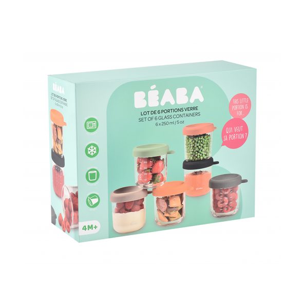 BEABA KELÍMKY NA JÍDLO SKLENĚNÉ 6X 250 ML SUNRISE - USKLADNĚNÍ JÍDLA - KRMENÍ