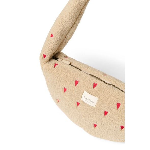 STUDIO NOOS TEDDY MINI CROSS BODY BAG ECRU HEARTS - ORGANIZÉRY A KOŠÍKY - KOČÁRKY A PŘÍSLUŠENSTVÍ