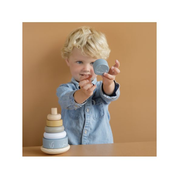 LITTLE DUTCH NASAZOVACÍ KROUŽKY DŘEVĚNÉ OCEAN BLUE - MOTORICKÉ A HRY - PRO DĚTI