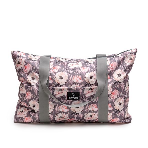 T-TOMI SHOPPER BAG GREY FLOWERS - PŘEBALOVACÍ TAŠKY - KOČÁRKY A PŘÍSLUŠENSTVÍ