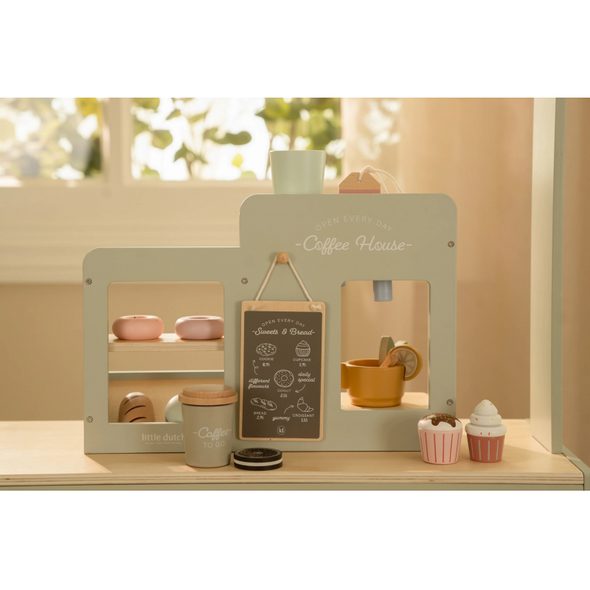 LITTLE DUTCH KÁVOVAR DŘEVĚNÝ VELKÝ S PŘÍSLUŠENSTVÍM COFFEE HOUSE - LITTLE DUTCH - PRO DĚTI