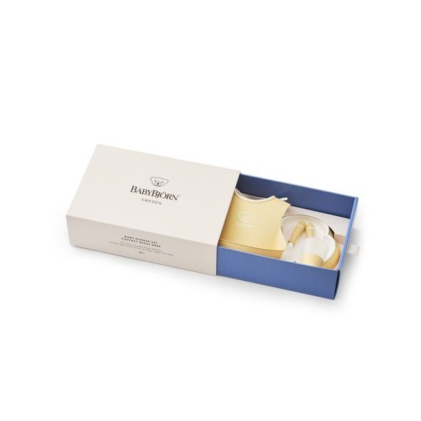 BABYBJÖRN DĚTSKÝ JÍDELNÍ SET 5 DÍLNÝ PUDROVĚ ŽLUTÝ - MISKY, TALÍŘKY A PODLOŽKY - KRMENÍ