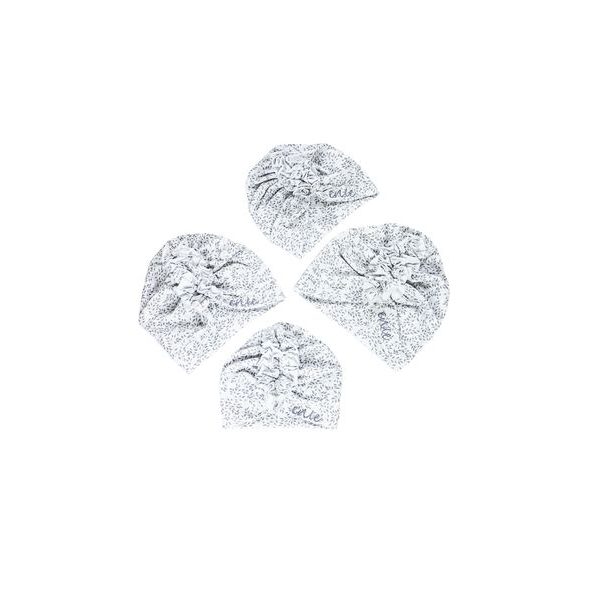 ENIE BABY TURBAN - DĚTSKÁ ČEPICE 0-3M GREY LEAVES - ČEPIČKY A KLOBOUČKY - PRO DĚTI
