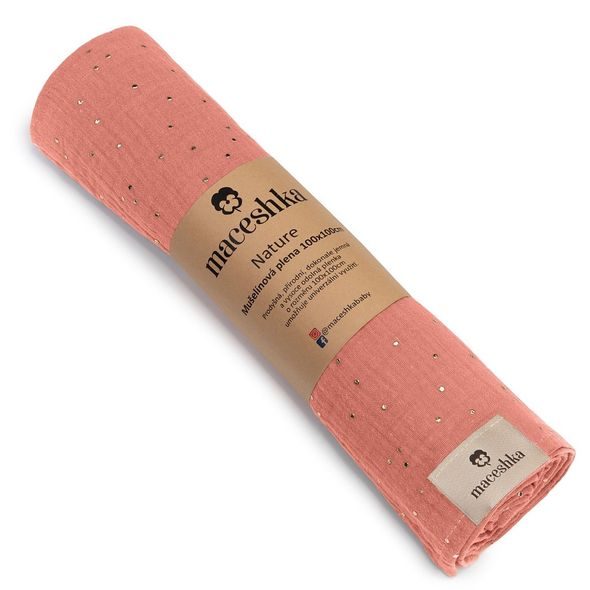 MACESHKA MUŠELÍNOVÁ PLENA NATURE SE ZLATÝM PUNTÍKEM - ZAVINOVACÍ PLENY / OSUŠKY VELKÉ - PŘEBALOVÁNÍ