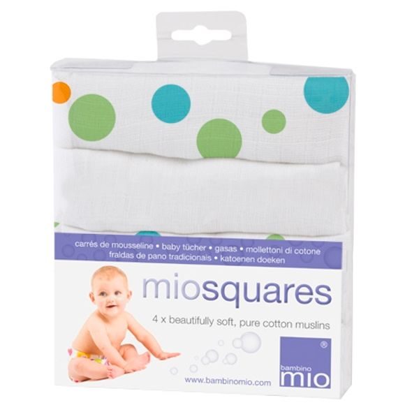 BAMBINO MIO SQP PACK MUŠELÍNOVÉ PLENKY 4KS MIX - LÁTKOVÉ PLENY SKLÁDANÉ - PŘEBALOVÁNÍ