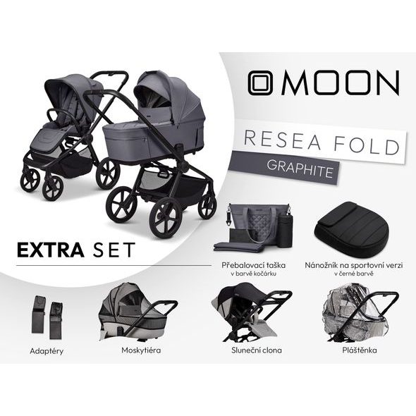 MOON RESEA FOLD EXTRA SET - GRAPHITE - KOMBINACE S PŘÍSLUŠENSTVÍM - KOČÁRKY A PŘÍSLUŠENSTVÍ