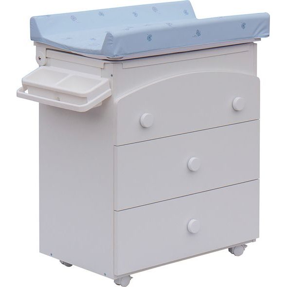 SCARLETT PŘEBALOVACÍ KOMODA S VANIČKOU VELA BÍLÁ S PŘEBALOVACÍ PODLOŽKOU SLON MODRÁ - PŘEBALOVACÍ KOMODY - PŘEBALOVÁNÍ