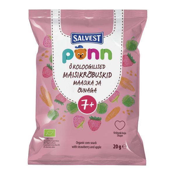 SALVEST PÕNN BIO JAHODOVÉ KŘUPKY 20G - TYČINKY/SUŠENKY - KRMENÍ