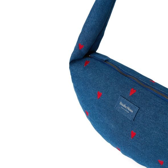 STUDIO NOOS DENIM MINI CROSS BODY BAG | DARK BLUE RED HEARTS - DOPLŇKY - PRO MAMINKY