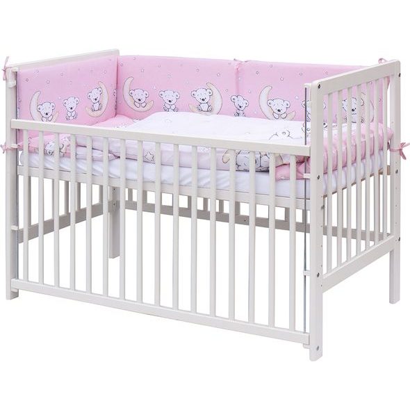 SCARLETT DĚTSKÁ POSTÝLKA S KOMPLETNÍ VÝBAVOU SCARLETT 120 X 60 CM - TORO - RŮŽOVÁ - DŘEVĚNÉ POSTÝLKY - SPINKÁNÍ