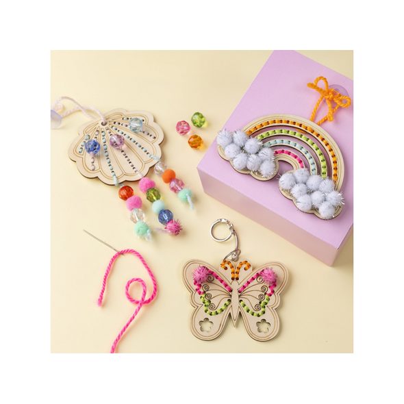 CREATIV COMPANY KREATIVNÍ SADA VYŠÍVÁNÍ DŘEVĚNÝCH DEKORACÍ - VÝTVARNÉ POMŮCKY A HRAČKY - PRO DĚTI