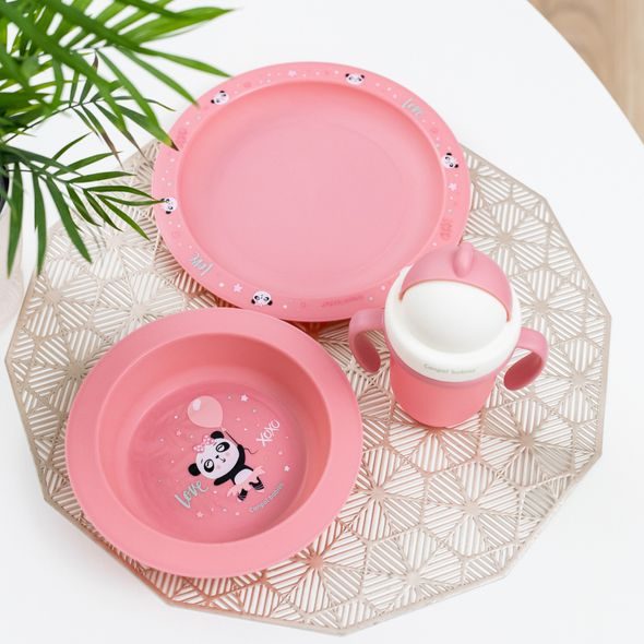 CANPOL BABIES JÍDELNÍ SADA EXOTIC ANIMALS 2KS RŮŽOVÁ - MISKY, TALÍŘKY A PODLOŽKY - KRMENÍ