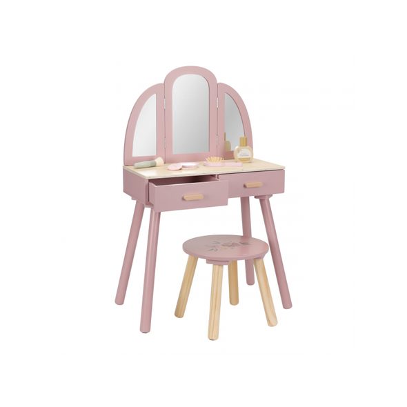 LITTLE DUTCH TOALETNÍ STOLEK S ŽIDLIČKOU DŘEVĚNÝ PINK - LITTLE DUTCH - PRO DĚTI