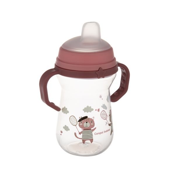 CANPOL BABIES HRNEČEK SE SILIKONOVÝM PÍTKEM FIRSTCUP BONJOUR PARIS 250ML RŮŽOVÝ - DĚTSKÉ HRNEČKY - KRMENÍ
