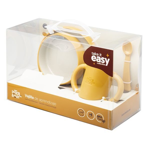 INTERBABY JÍDELNÍ SET SILIKONOVÝ - OKROVÝ - MISKY, TALÍŘKY A PODLOŽKY - KRMENÍ