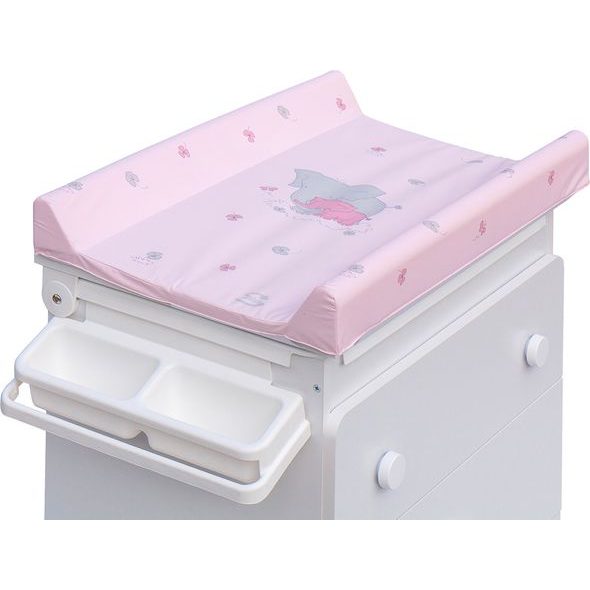 SCARLETT PŘEBALOVACÍ KOMODA S VANIČKOU VISTA BÍLÁ S PŘEBALOVACÍ PODLOŽKOU SLON RŮŽOVÁ - PŘEBALOVACÍ KOMODY - PŘEBALOVÁNÍ