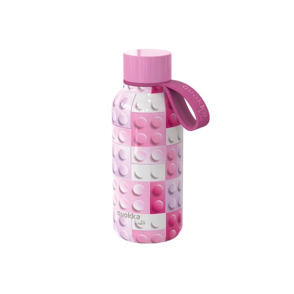 QUOKKA NEREZOVÁ TERMOLÁHEV SOLID KIDS S POUTKEM PINK BRICKS 330 ML - TERMOOBALY A TERMOSKY - KRMENÍ