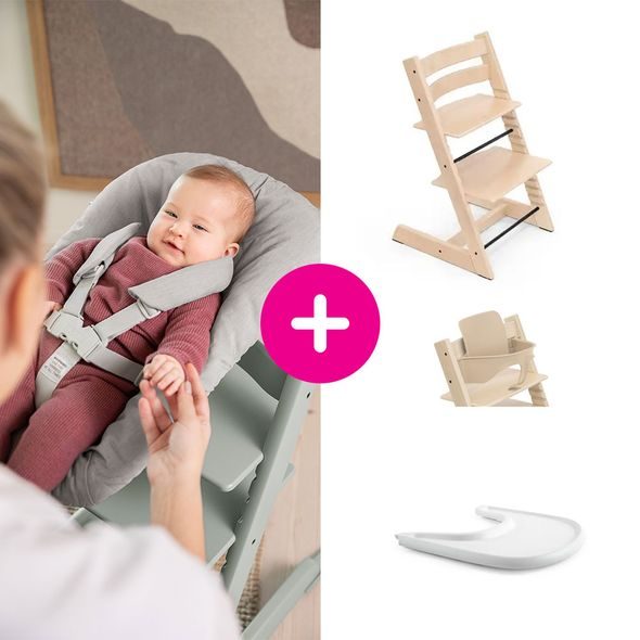 STOKKE® TRIPP TRAPP® + BABY SET + PULT ZVÝHODNĚNÁ SADA - JÍDELNÍ ŽIDLIČKY DŘEVĚNÉ - KRMENÍ
