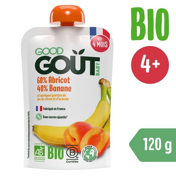 GOOD GOUT BIO MERUŇKA S BANÁNEM 120G - OVOCE/DEZERTY - KRMENÍ