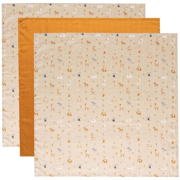 BEBE-JOU MUŠELÍNOVÁ PLENKA 70X70 CM SET 3KS STEPPE - LÁTKOVÉ PLENY SKLÁDANÉ - PŘEBALOVÁNÍ
