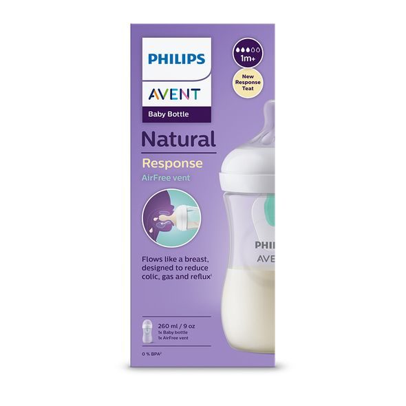 PHILIPS AVENT LÁHEV NATURAL RESPONSE S VENTILEM AIRFREE 260 ML, 1M+ - KOJENECKÉ LAHVE - KRMENÍ