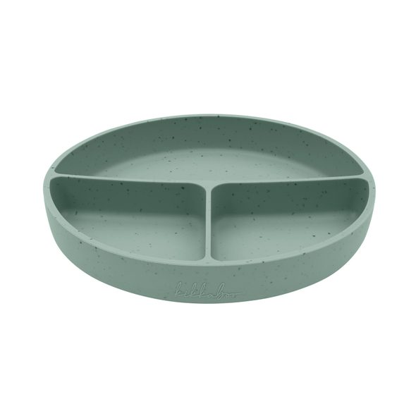 KIKKABOO TALÍŘ DĚLENÝ S PŘÍSAVKOU PLATINUM SILICONE SAGE - MISKY, TALÍŘKY A PODLOŽKY - KRMENÍ