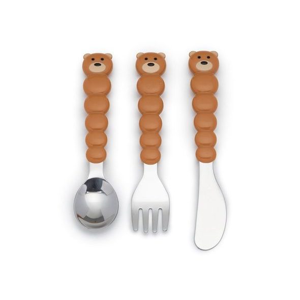 MELII DĚTSKÝ PŘÍBOR MEDVĚD/ ŽRALOK - HNĚDÝ/ MODRÝ - 6KS - LŽIČKY A PŘÍBORY - KRMENÍ