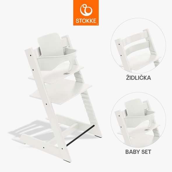 STOKKE® TRIPP TRAPP® + BABY SET ZVÝHODNĚNÁ SADA - JÍDELNÍ ŽIDLIČKY DŘEVĚNÉ - KRMENÍ