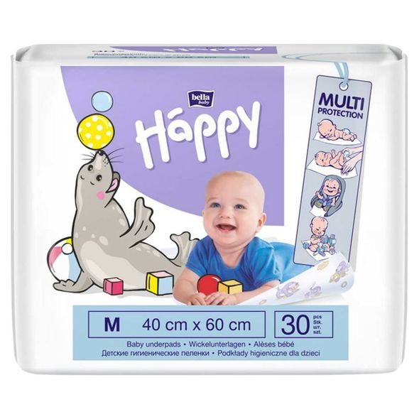 BELLA BABY HAPPY DĚTSKÉ HYGIENICKÉ PODLOŽKY 40X60CM 30KS - JEDNORÁZOVÉ PODLOŽKY - PŘEBALOVÁNÍ