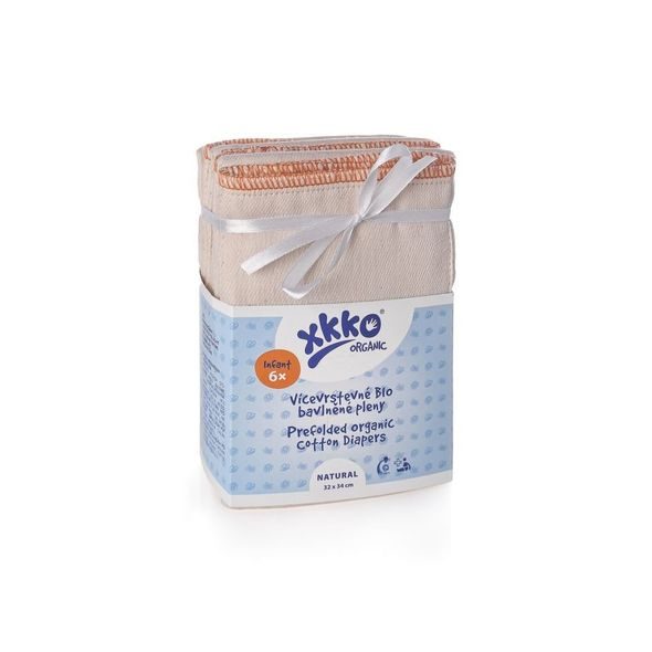 KIKKO XKKO ORGANIC VÍCEVRSTVÉ PLENKY XKKO ORGANIC (4/8/4) - INFANT NATURAL - LÁTKOVÉ PLENY ALL IN ONE - PŘEBALOVÁNÍ