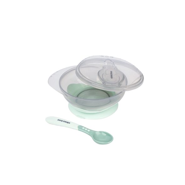 KIKKABOO MISKA S PŘÍSAVKOU, VÍČKEM A LŽIČKOU MINT - MISKY, TALÍŘKY A PODLOŽKY - KRMENÍ