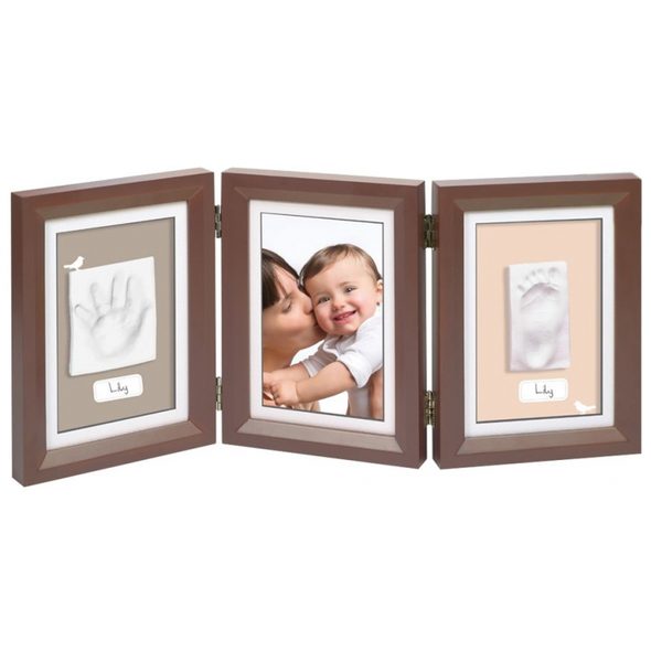 BABY ART DŘEVĚNÝ RÁMEČEK PRO OTISK MY BABY TOUCH DOUBLE BROWN - OTISKY A ALBA - PRO MAMINKY