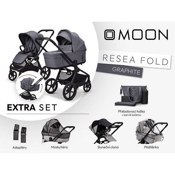 MOON RESEA FOLD EXTRA SET - GRAPHITE - KOMBINACE S PŘÍSLUŠENSTVÍM - KOČÁRKY A PŘÍSLUŠENSTVÍ