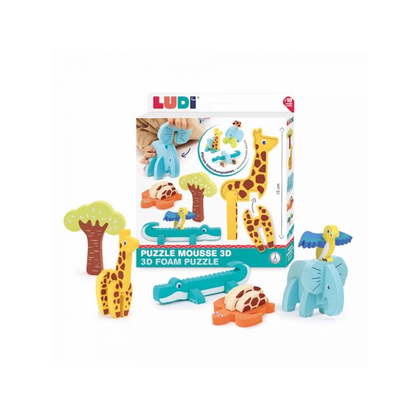 LUDI PUZZLE PĚNOVÉ 3D ZVÍŘÁTKA - VKLÁDÁNÍ TVARŮ - PRO DĚTI