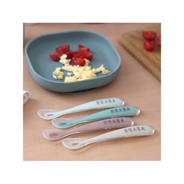 BEABA PRVNÍ LŽIČKY SILIKONOVÉ 4 KS NATURAL - LŽIČKY A PŘÍBORY - KRMENÍ