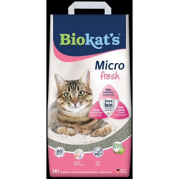 BIOKAT'S PODESTÝLKA MICRO FRESH 14L/13,3KG - HRUDKUJÍCÍ STELIVO PRO KOČKY - CHOVATELSKÉ POTŘEBY MALVÍKZOO