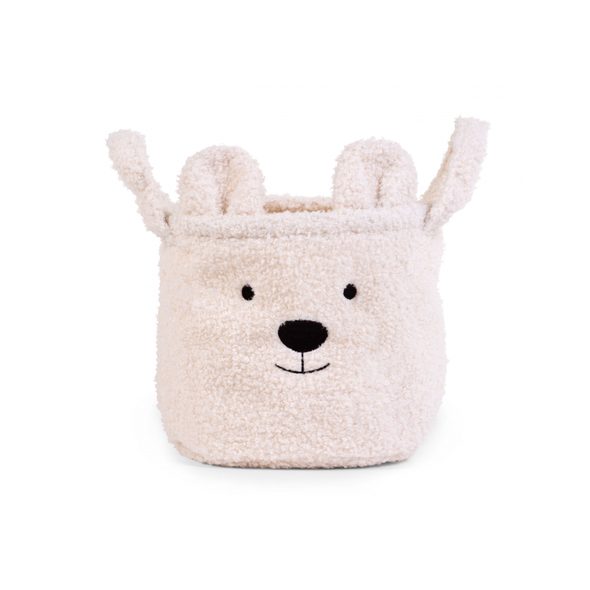 CHILDHOME KOŠ NA HRAČKY TEDDY OFF WHITE 25X20X20 CM - BOXY NA HRAČKY - SPINKÁNÍ