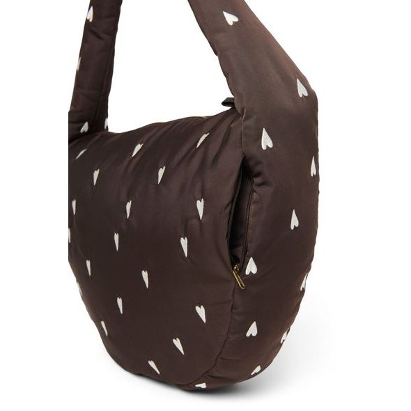 STUDIO NOOS PUFFY CROSS BODY BAG BROWN HEARTS - ORGANIZÉRY A KOŠÍKY - KOČÁRKY A PŘÍSLUŠENSTVÍ