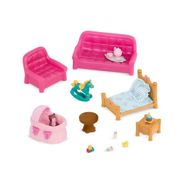 LI'L WOODZEEZ SADA NÁBYTKU DO OBÝVACÍHO A DĚTSKÉHO POKOJE - DOPLŇKY PRO FIGURKY - PRO DĚTI