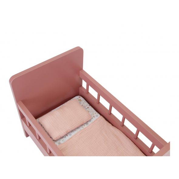 LITTLE DUTCH POSTÝLKA PRO PANENKY DŘEVĚNÁ S PEŘINKOU KVĚTINY A MOTÝLI - DOPLŇKY PRO PANENKY - PRO DĚTI