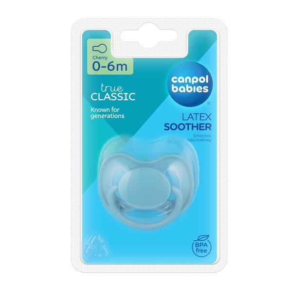 CANPOL BABIES DUDLÍK KAUČUKOVÝ TŘEŠINKA NUDE 0-6M 1KS MODRÝ - ŠIDÍTKA A DOPLŇKY - KRMENÍ